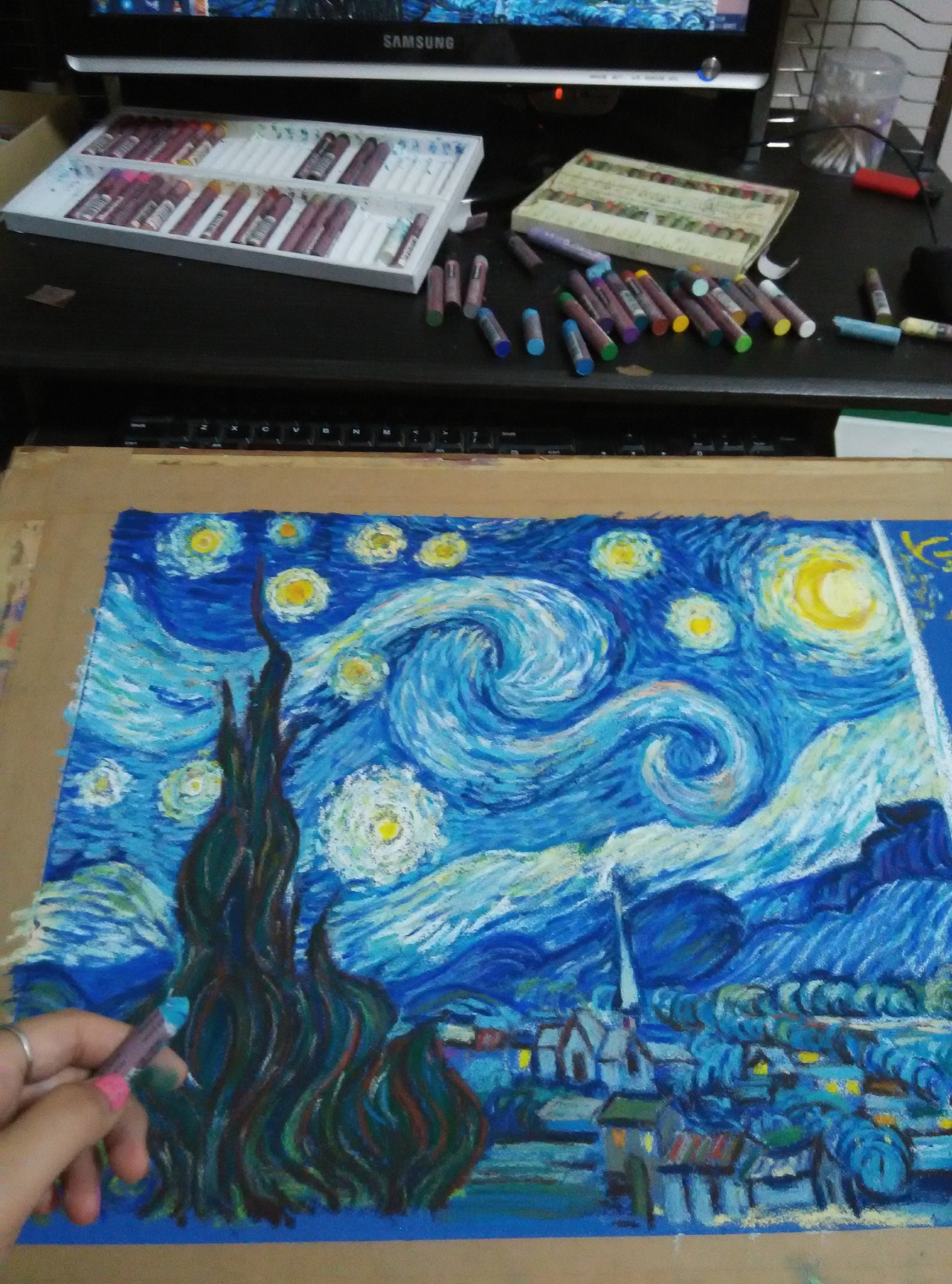 油画棒。。。。星空。。。。临