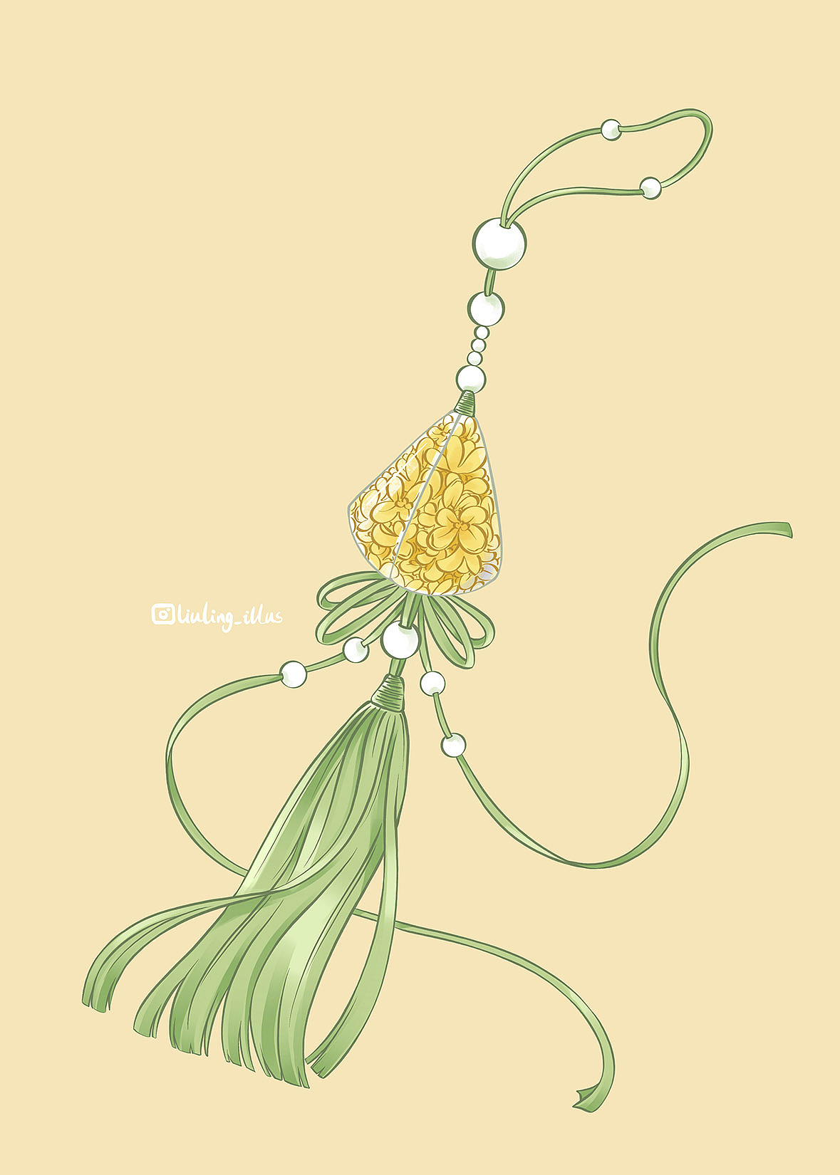 7原创作品插画商业插画桂花花纹秋procreate植物包装插画画画四月啾啾