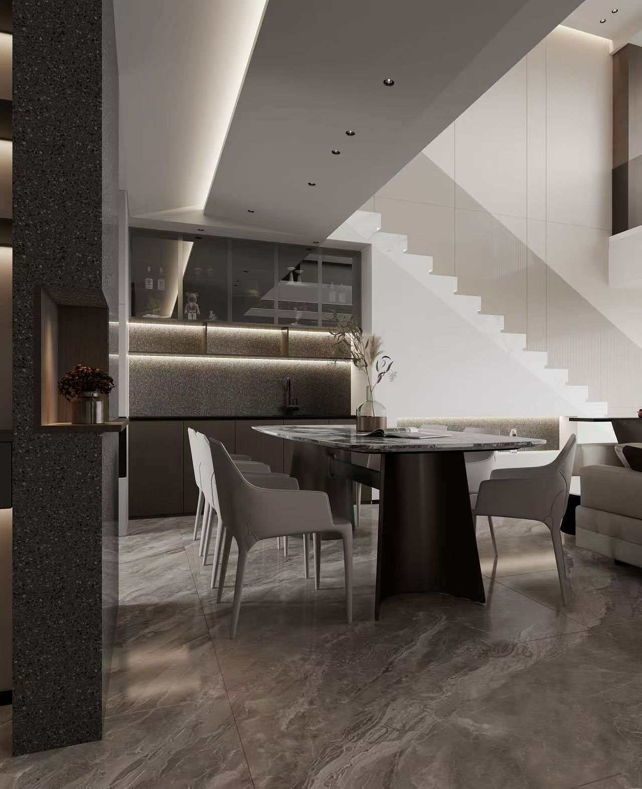 现代客餐厅——白龙马效果图