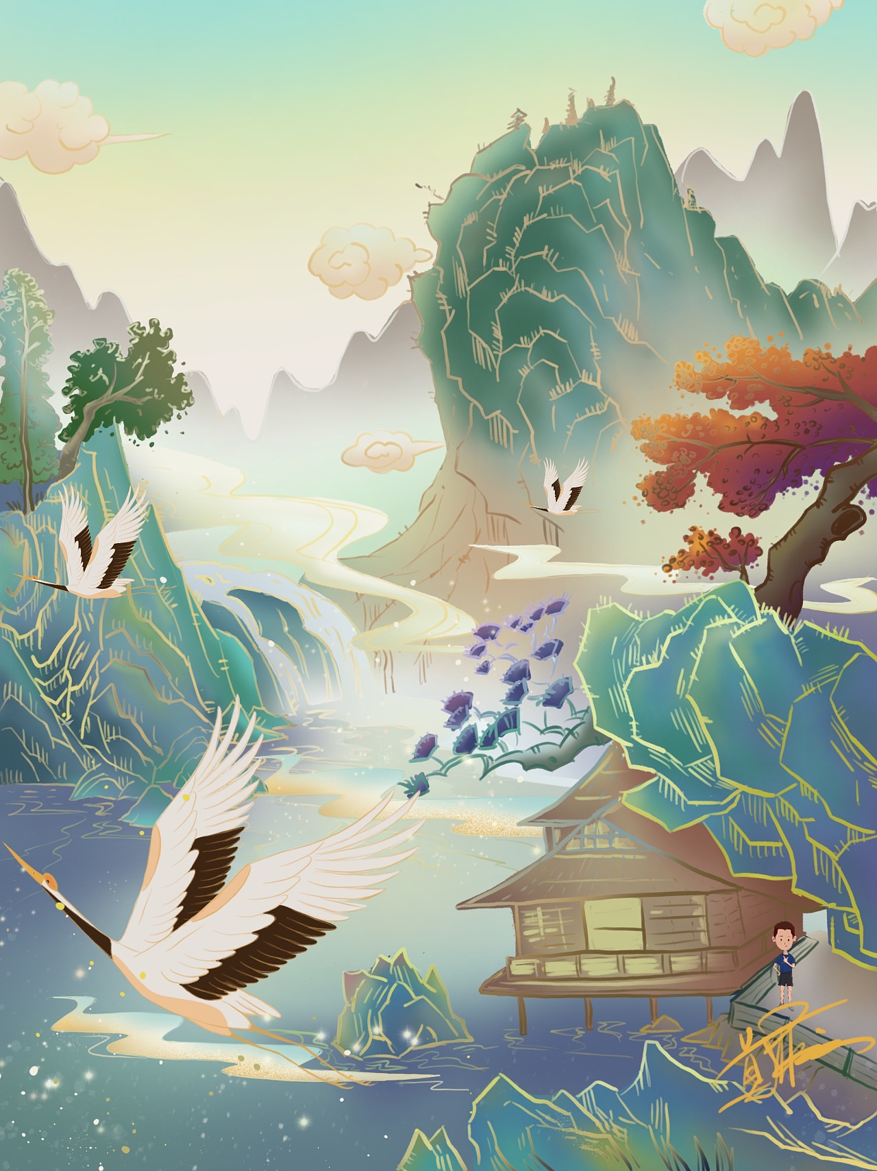 古筝海报系列|插画|商业插画|z57022713 - 原创作品 - 站酷 (zcool)