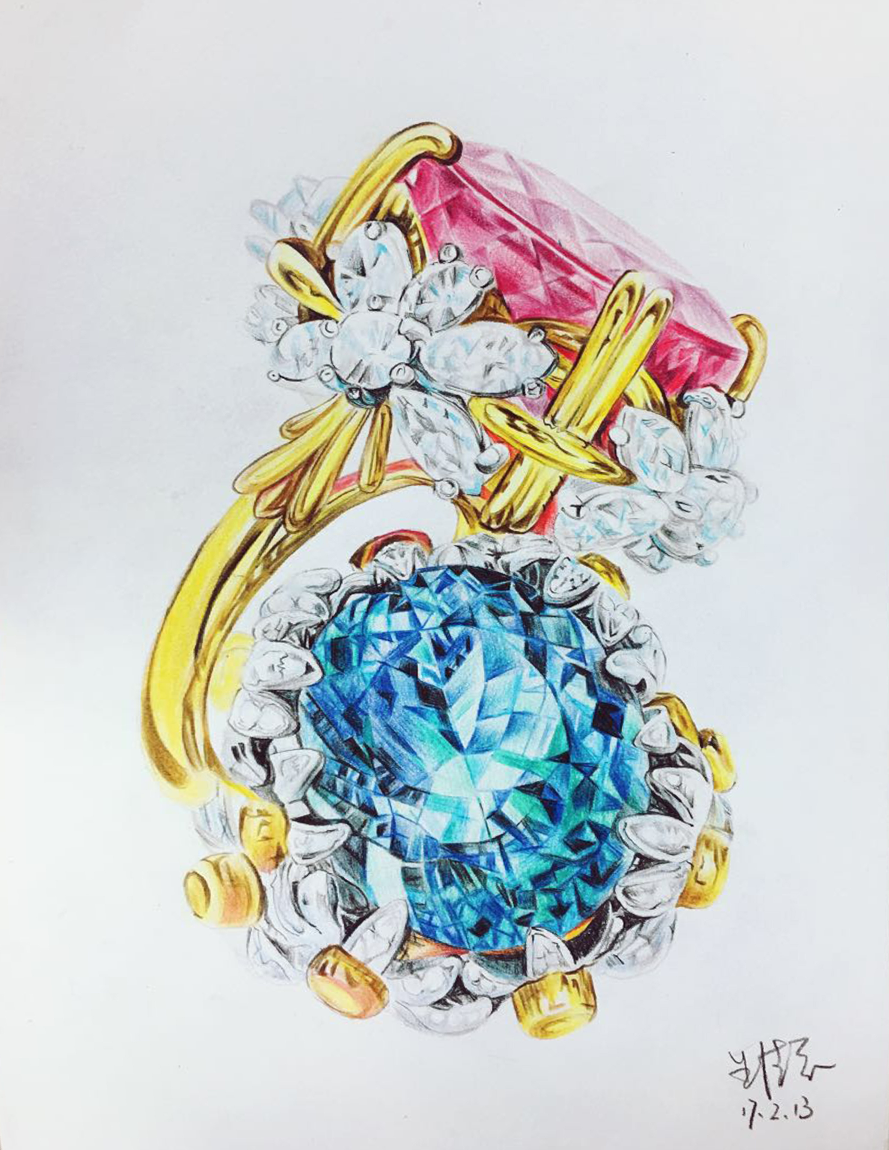 珠宝设计手绘--红宝石戒指|手工艺|首饰|战斗的小卤蛋 - 临摹作品 - 站酷 (ZCOOL)