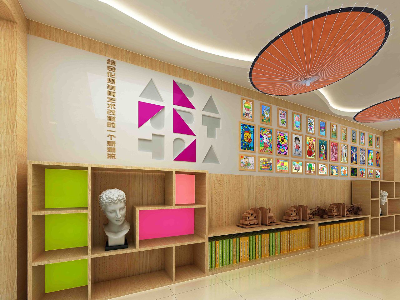 学校艺术长廊效果图设计|三维|展览|艺汇设计 - 原创作品 - 站酷 (ZCOOL)