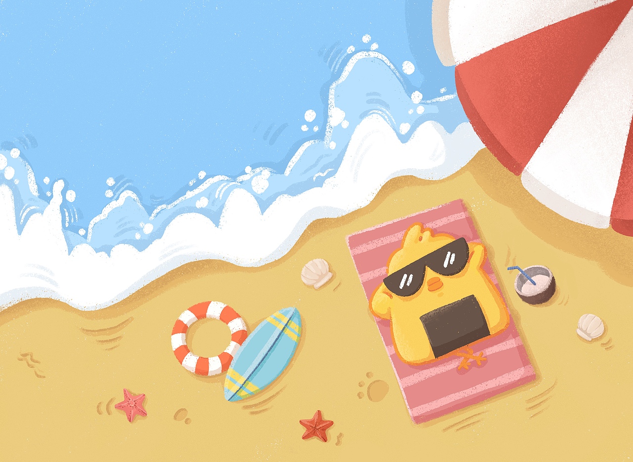 一起期待夏天吧!沙滩小鸡