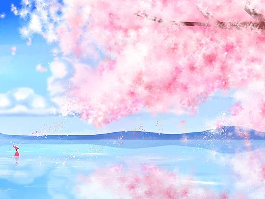 手绘练习-樱花的天空之境