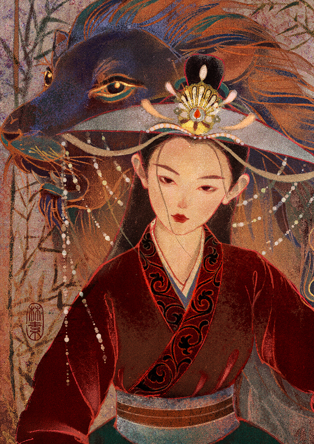 十二星座壁画风之【狮子座】（图ZMjU5MTEwODg0） - 艺术插画 - 站酷设计师鹤之宋原创素材 - 站酷ZCOOL