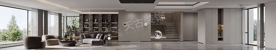 恒大御龙天峰装修案例,跃层户型意式风格设计效果图（图ZMjgzMzM0Mzk2） - 家装设计 - 站酷设计师天古装饰设计师T原创素材 - 站酷ZCOOL