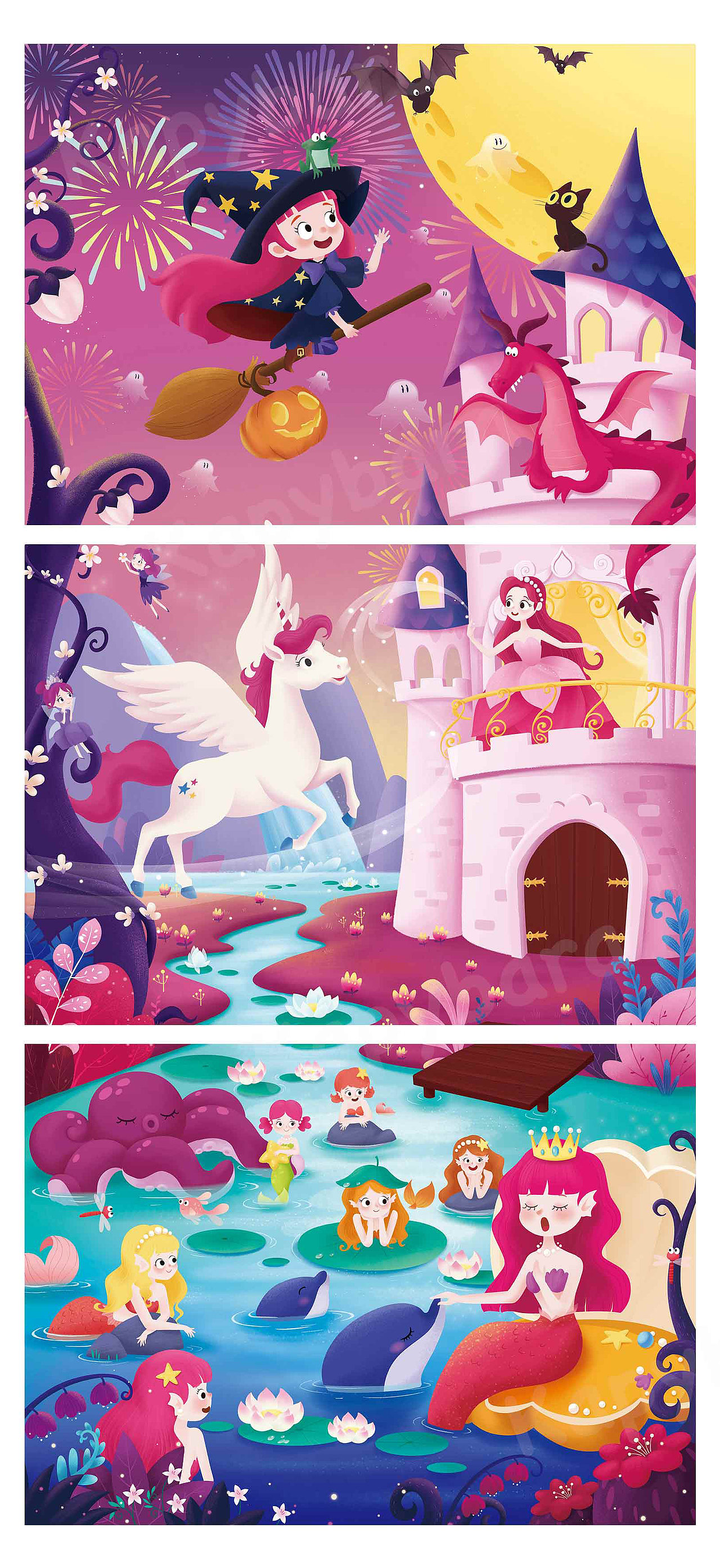 美人鱼魔法城堡拼图～（图ZMzQzNTIxNzQ0） - 儿童插画 - 站酷设计师水豚君原创素材 - 站酷ZCOOL