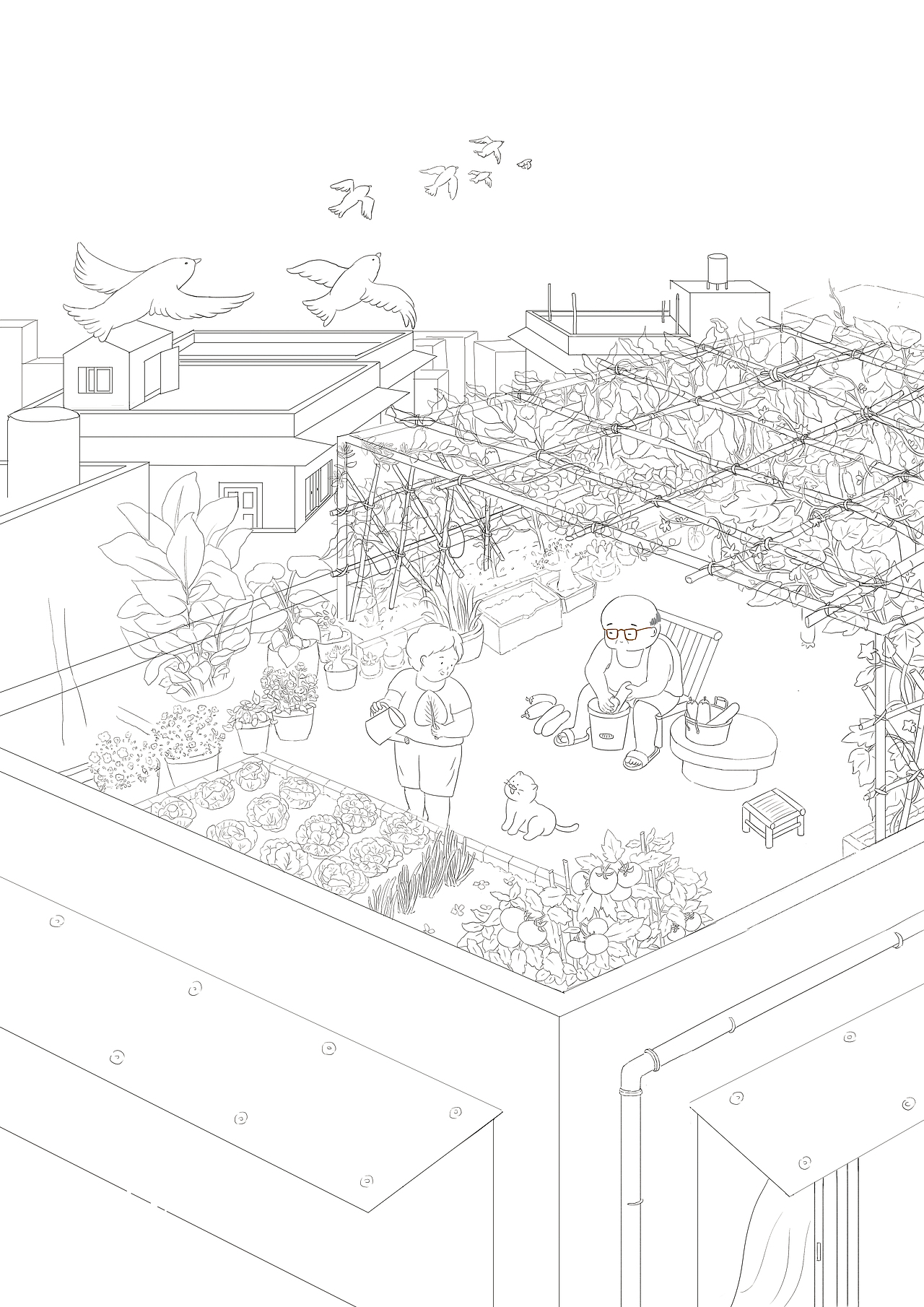 小城岁月-夏天的天台（图ZMzE3OTQ5NjMy） - 创作习作 - 站酷设计师嘿呀是隔壁李叔叔原创素材 - 站酷ZCOOL