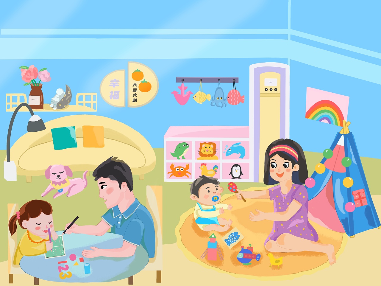 亲情 二胎生活|插画|商业插画|涛涛妈插画 - 原创作品 - 站酷 (zcool)