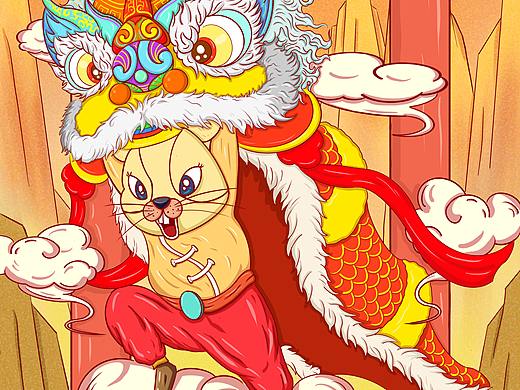 2020鼠年创意国潮风中国风插画