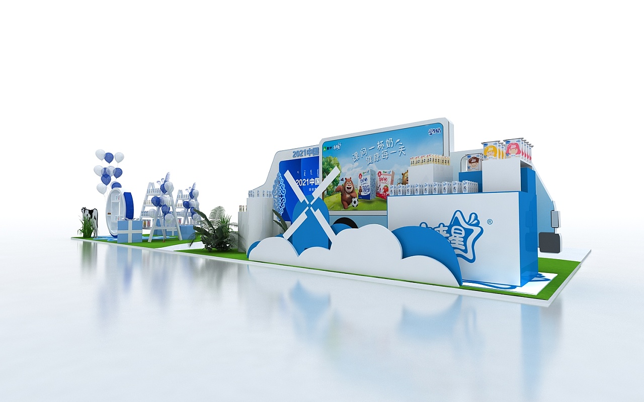 蒙牛美陈展示区白蓝