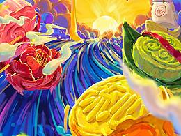 七鲜2020中秋插画视觉总结