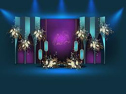 手绘祖母绿  紫色婚礼效果图