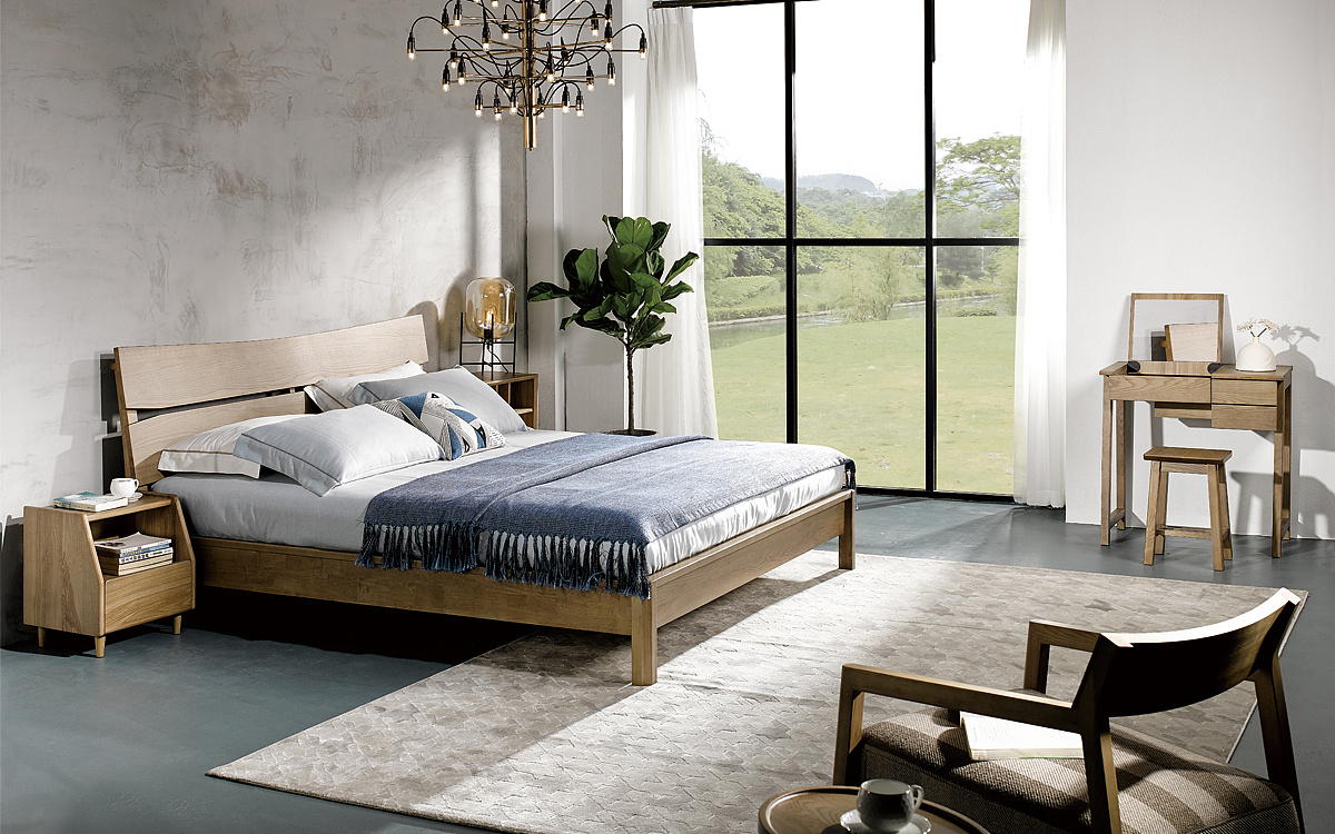 北欧慕尚北欧白蜡木实木床