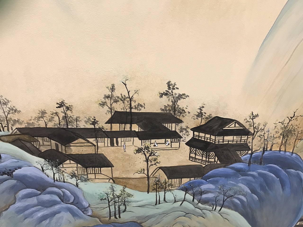 千里江山图~新中式墙绘（图ZMjA4MDM1MDcy） - 新锐潮流插画 - 站酷设计师壁画师朱国鹤原创素材 - 站酷ZCOOL
