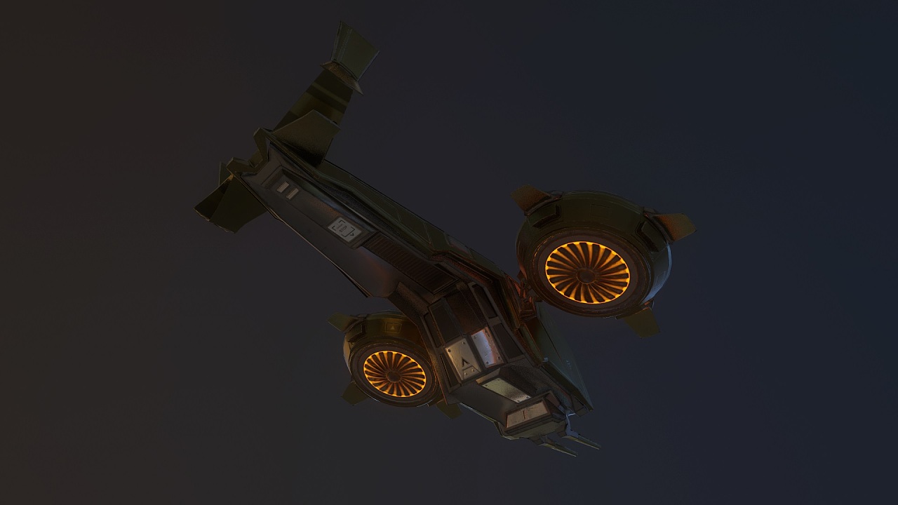 小型飞船的游戏模型,2300个三角面,用时约3天.