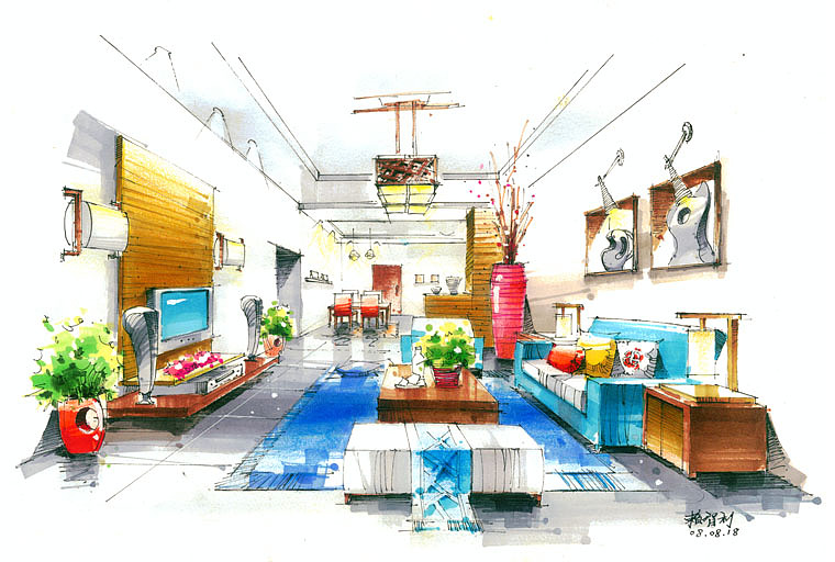 08年的马克笔手绘作品室内（图ZOTI5NDU2） - 绘画 - 站酷设计师ikokoro原创素材 - 站酷ZCOOL
