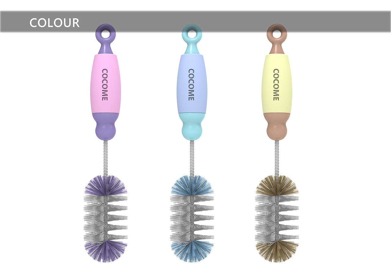 几组万向植毛奶瓶刷的设计