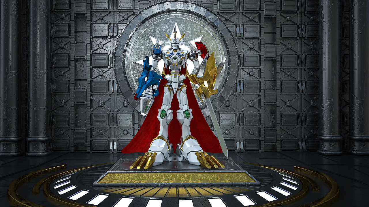 数码暴龙 数码宝贝 奥米加兽 c4d c4d海报 战斗暴龙兽