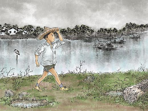 儿童文学名家小说插页水彩水墨中国风