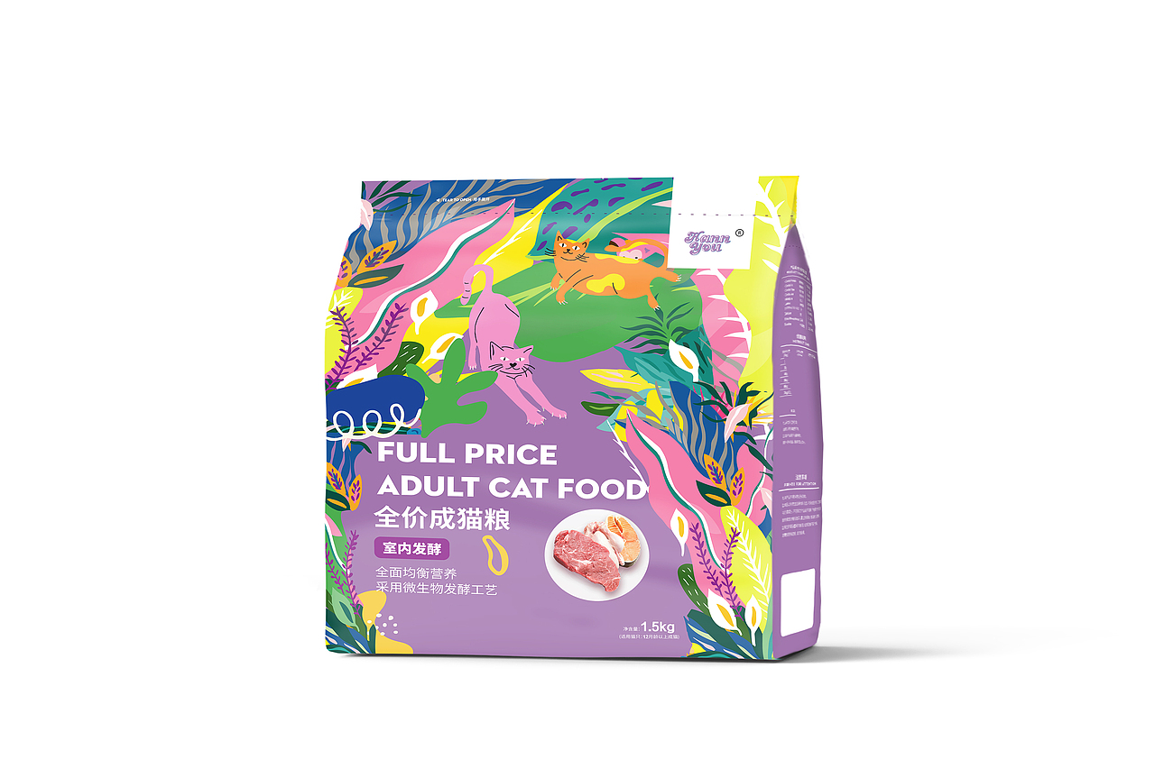 宠物食品 猫粮包装 插画