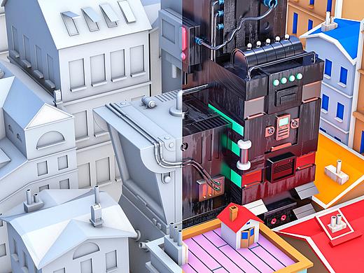 C4D城市模型制作