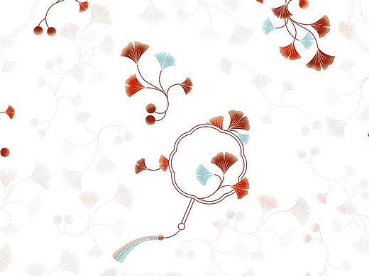 《银杏》汉服袄裙图案原创设计中国风服装印花商业插画