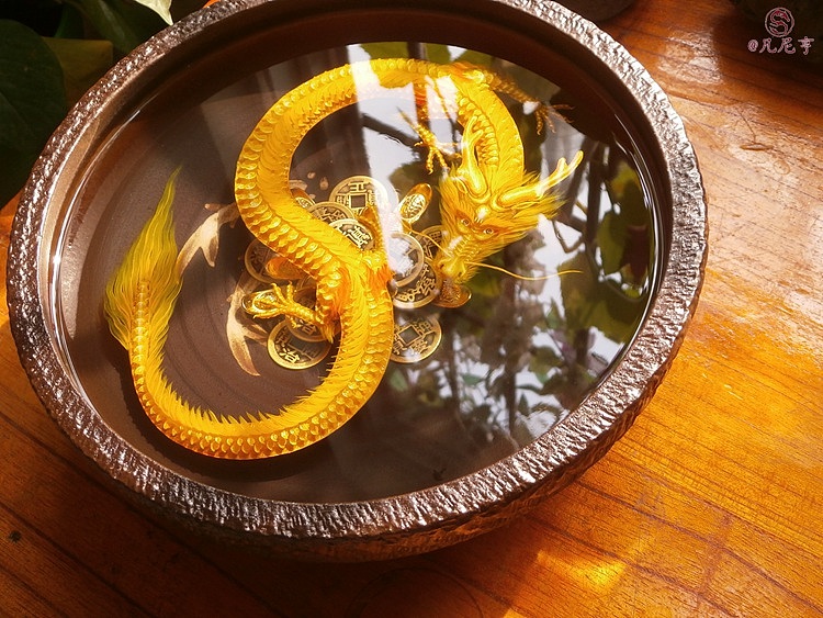 凡尼亨3d树脂画金龙聚宝盆