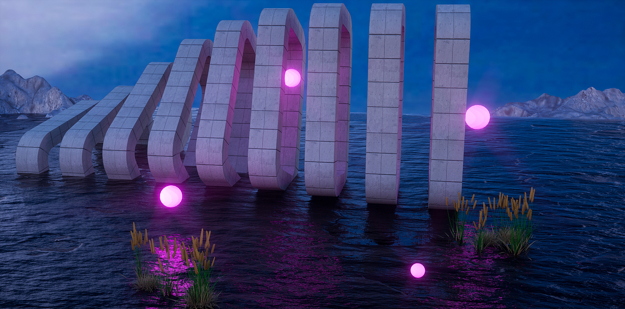 C4D+OC的场景练习,幻想意境的海上场景