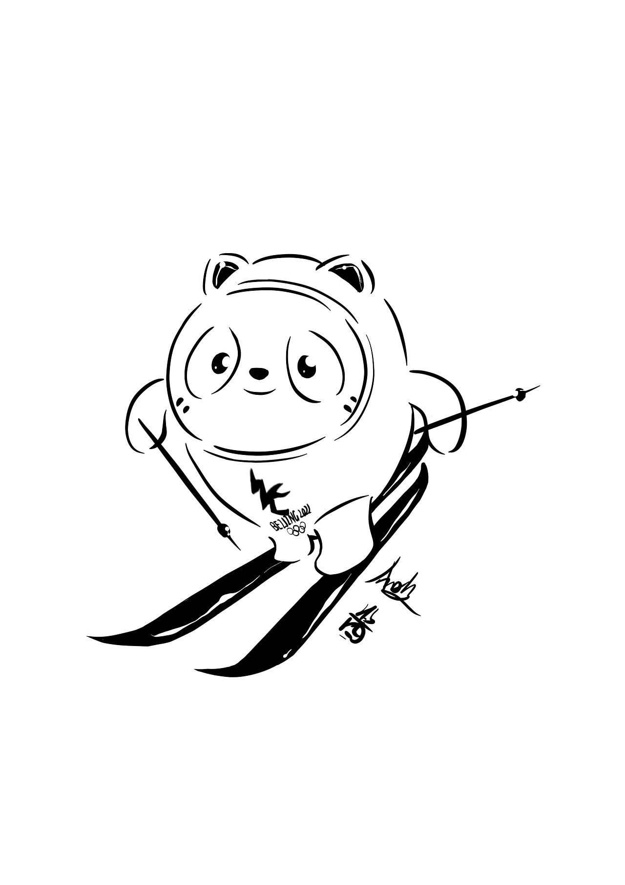 极简插画/冰墩墩雪容融