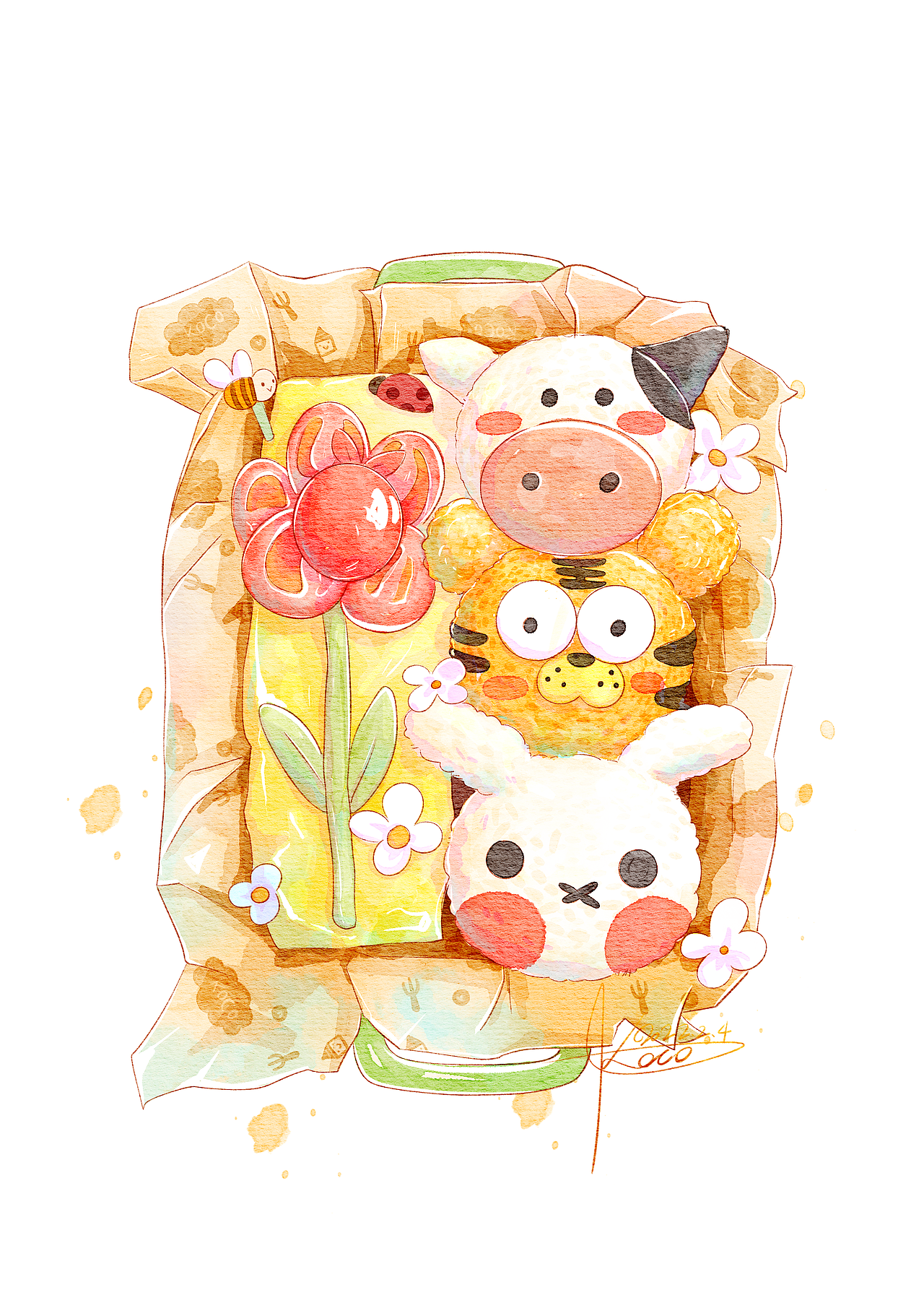 水彩手绘 | 食与花小物