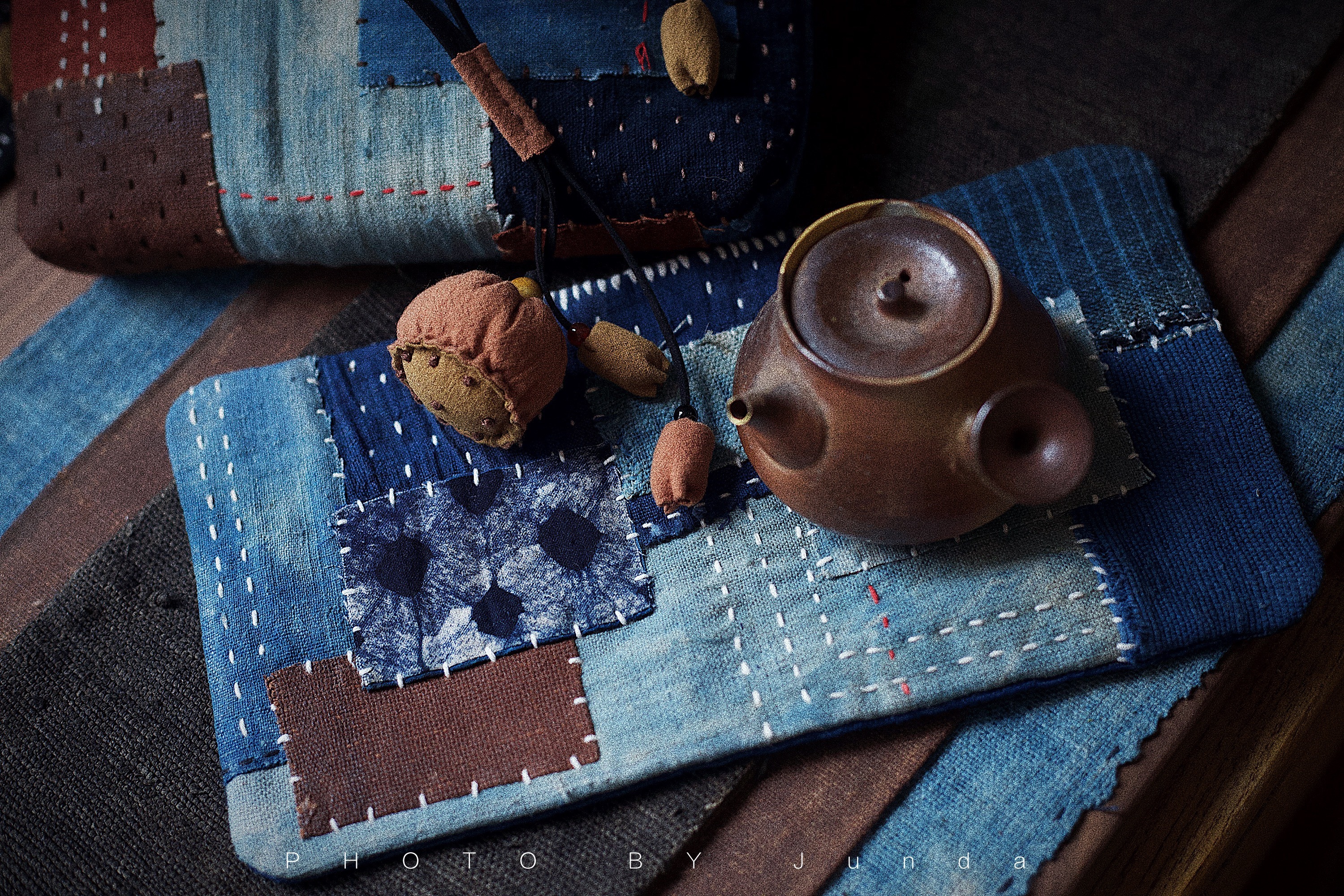 蓝染柿染拼布系列 壶垫|手工艺|其他手工艺|浚达