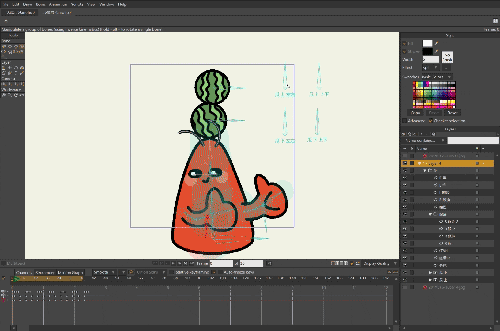 给西瓜做出左右及上下的转面,就能快速的鬼畜转动起来!