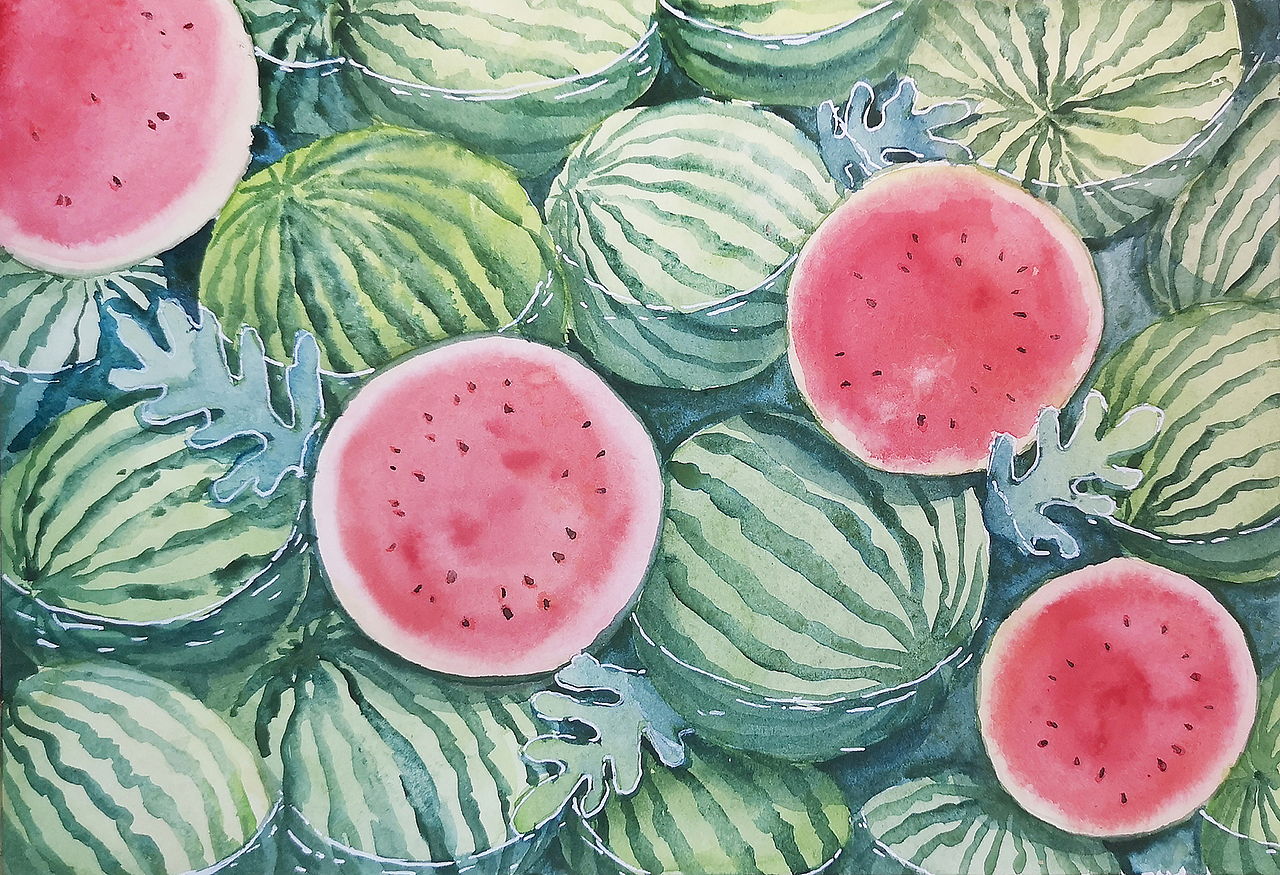 水彩西瓜