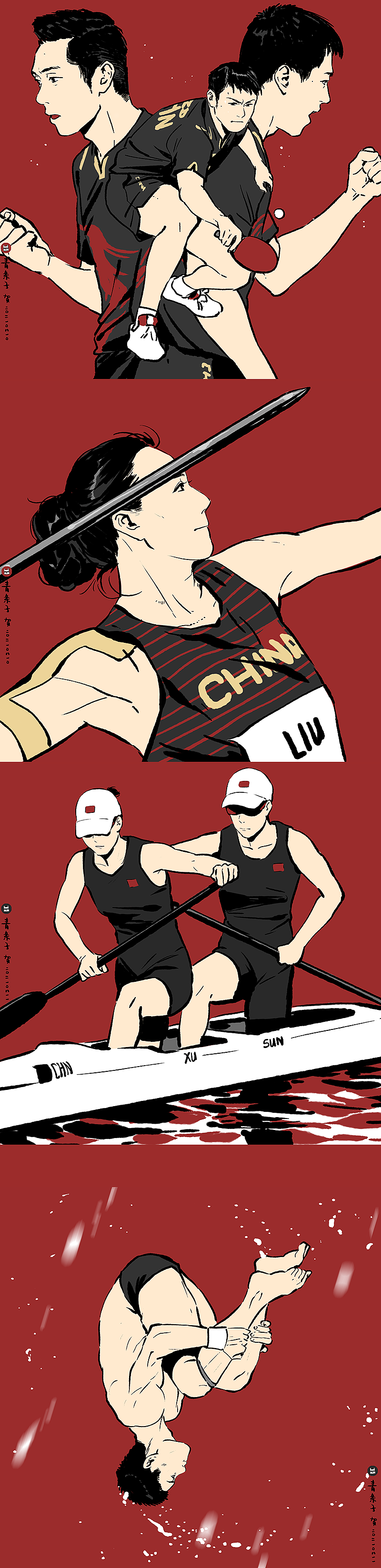 奥运冠军速写（图ZMjY3MTEyNjI4） - 艺术插画 - 站酷设计师青条子原创素材 - 站酷ZCOOL