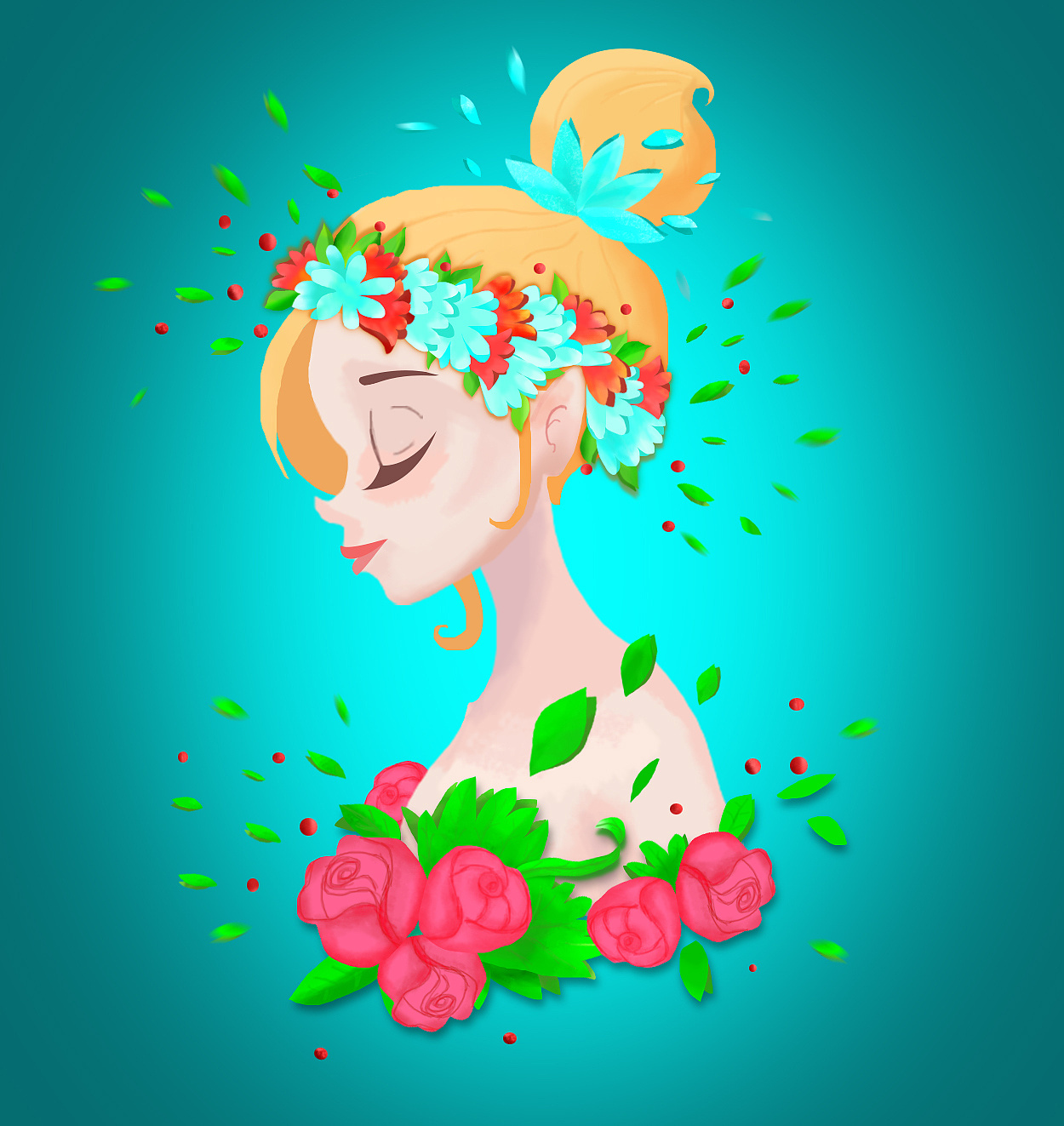 凝想——鲜花与少女