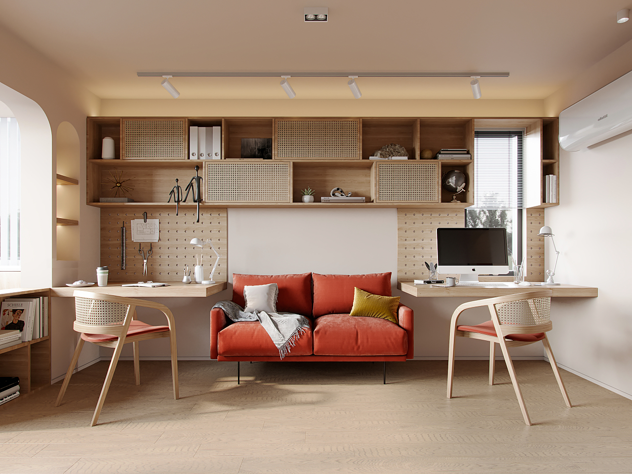 简约北欧风格85平米二居室客厅茶几装修效果图_别墅设计图