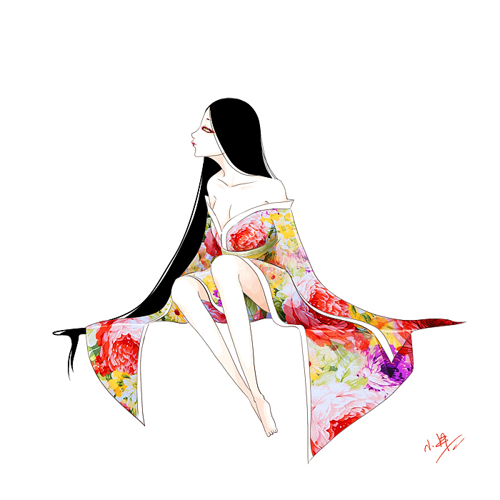 和服妖姬（图ZMjQxMzYzNjg=） - 商业插画 - 站酷设计师小井画个世界玩原创素材 - 站酷ZCOOL