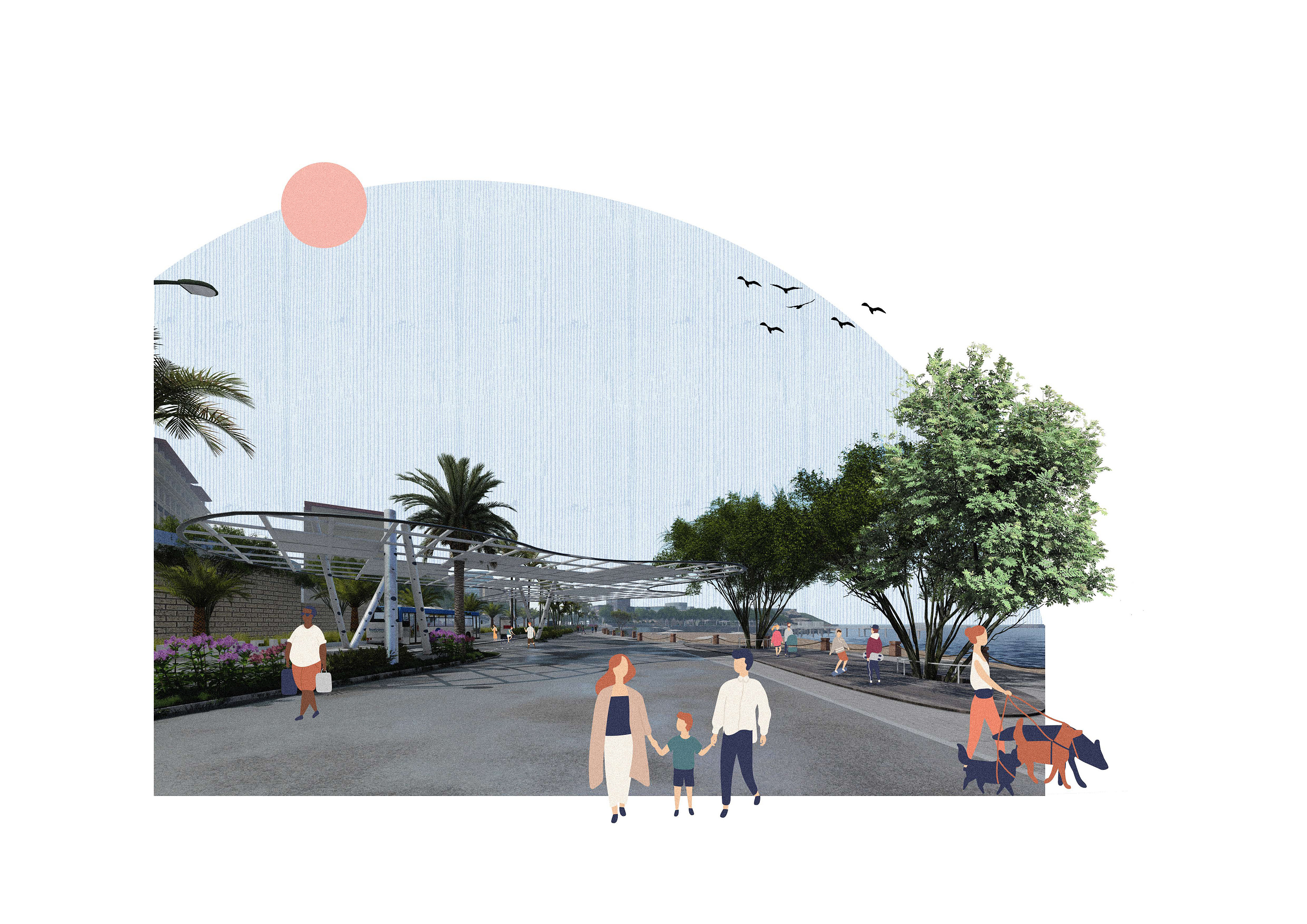 福建厦门白城沙滩改造拼贴风效果图(习作)|空间|景观设计|鲞仟 - 原创