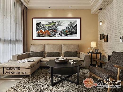 家居沙发背景墙装饰画，山水画营造优雅有档次之家