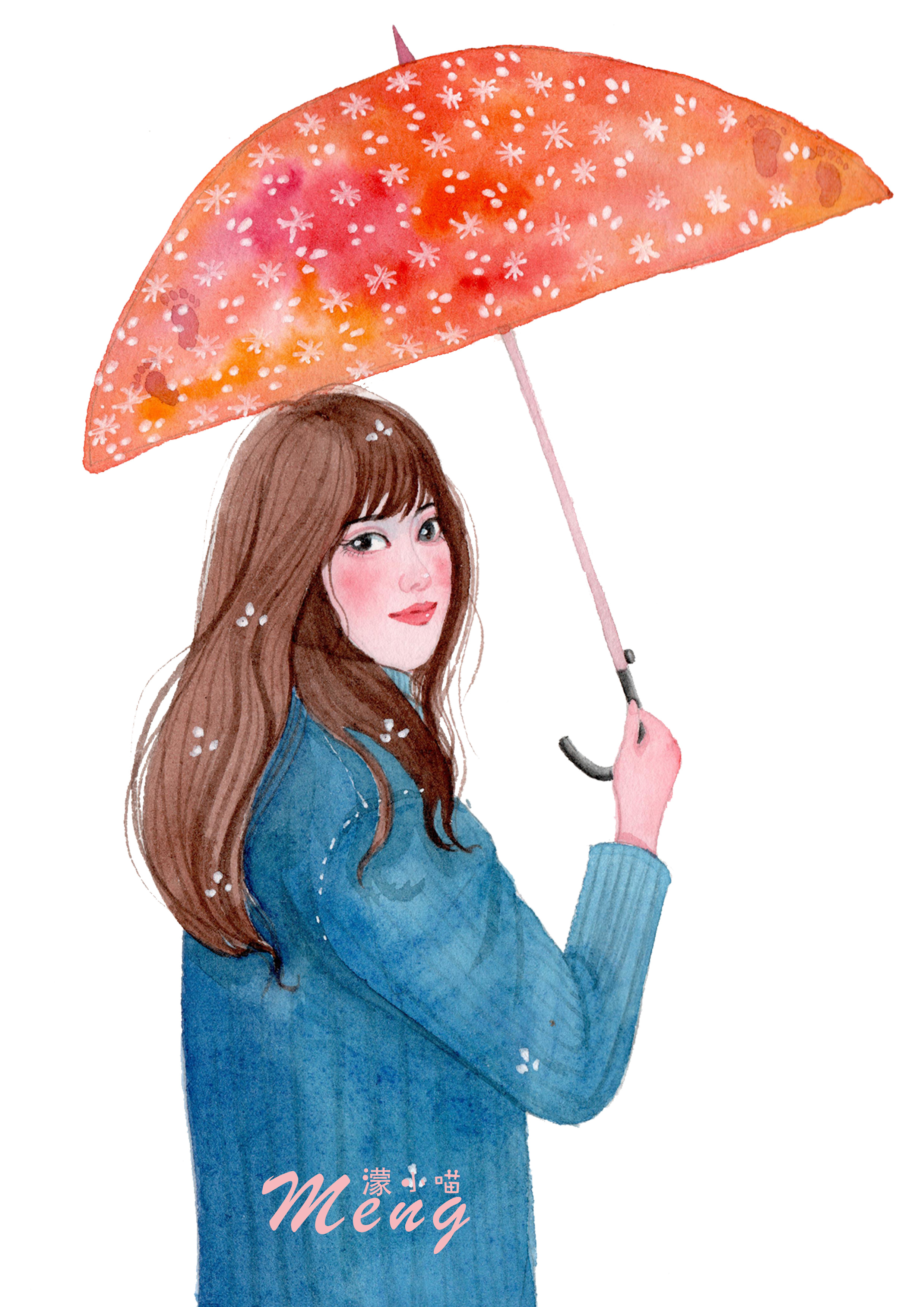 手绘水彩插画人物