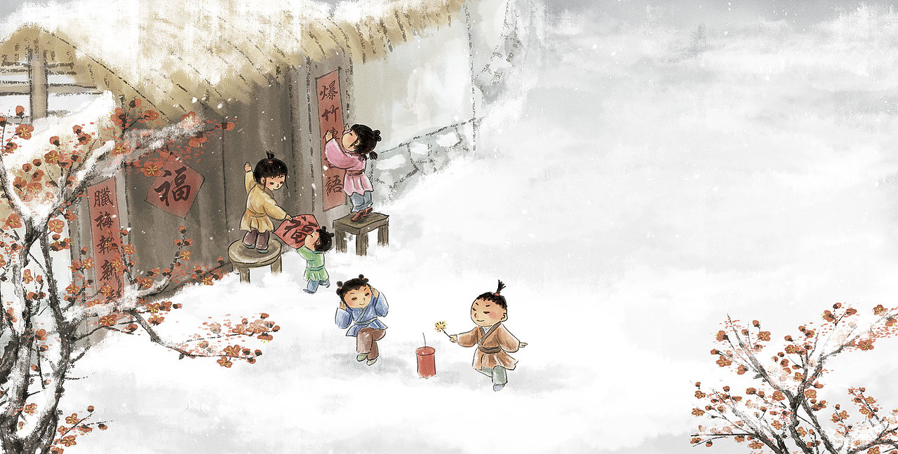 水墨画《小古文-我的第一套部编版文言文背诵书》