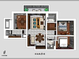  中式家装效果一套