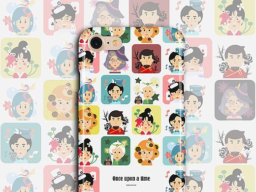 “卡通人物头像风格”手机壳图案设计