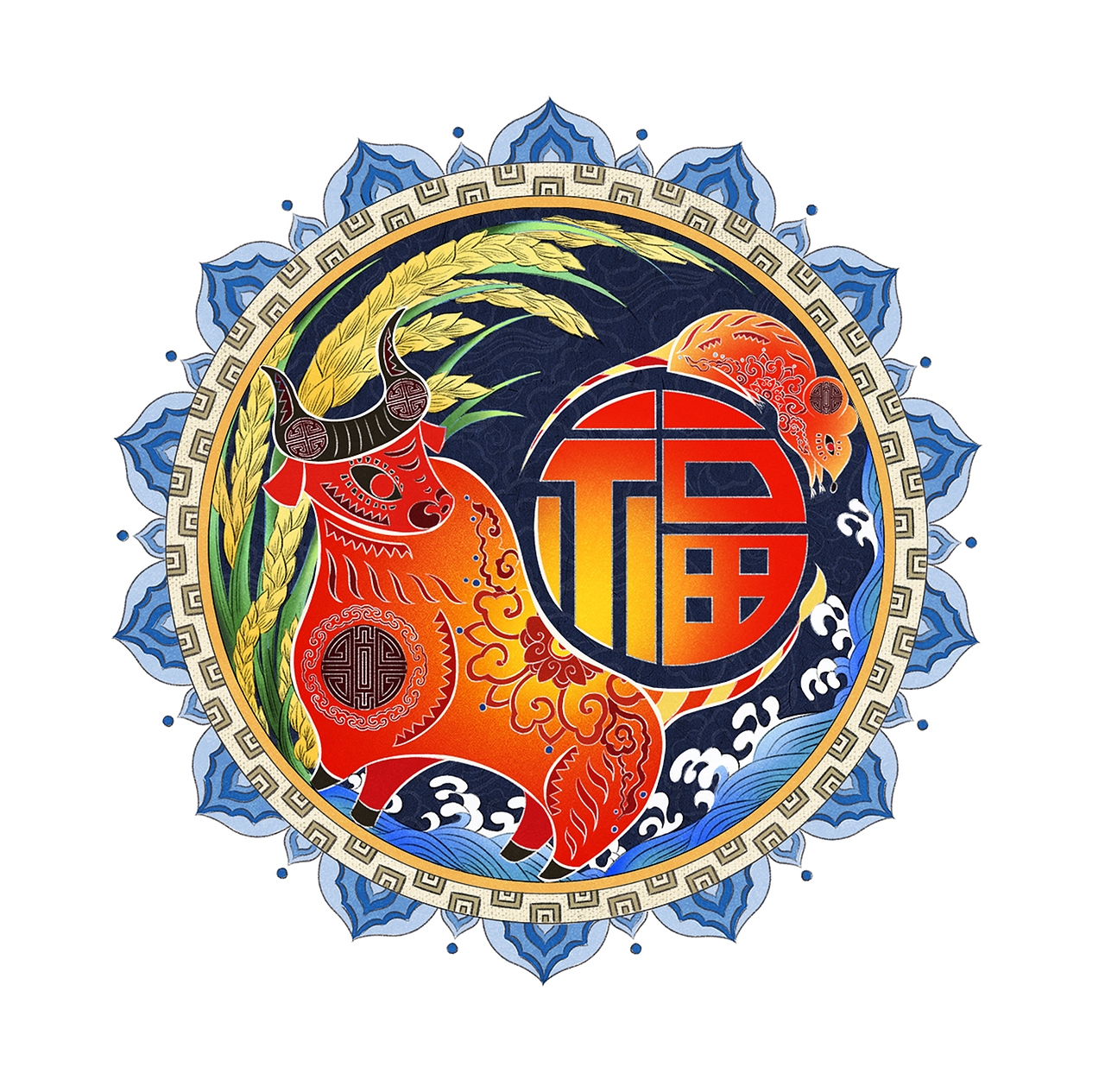 牛年插画（图ZMjI5NjA1NTQw） - 商业插画 - 站酷设计师牙兔YATU原创素材 - 站酷ZCOOL