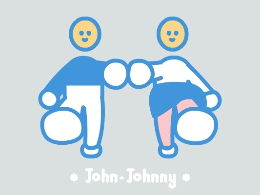 约翰强尼首套微信自定义表情《粘粘人的爱情》