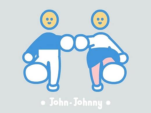 约翰强尼首套微信自定义表情《粘粘人的爱情》