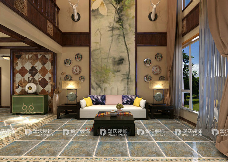 石家庄西山御园500平米美式别墅装修设计效果图（图ZMzc3ODUzMjA=） - 家装设计 - 站酷设计师苏苏别墅装修设计原创素材 - 站酷ZCOOL