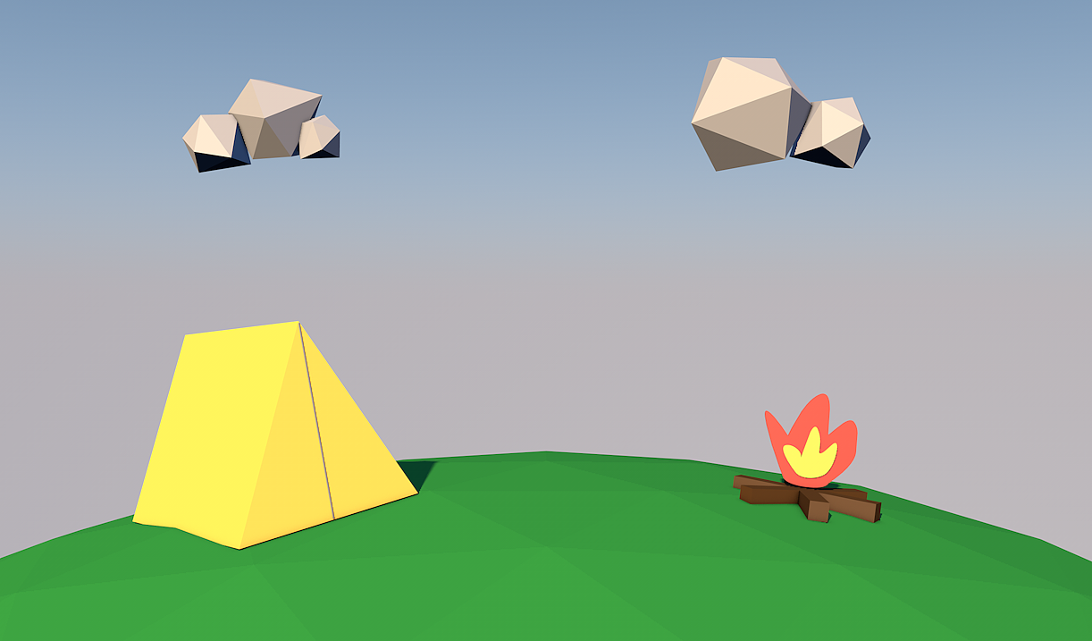 c4dlowpoly地球自转卡通场景