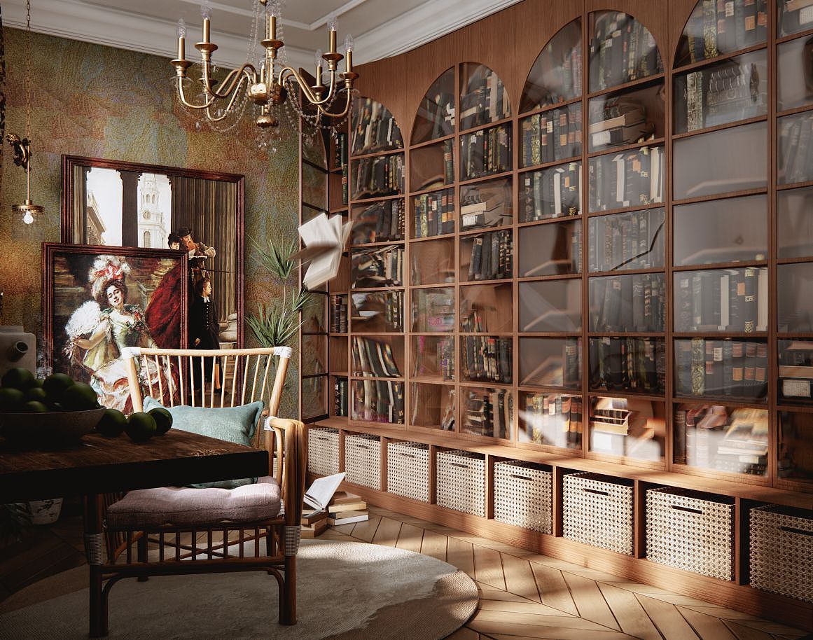 复古书房（图ZMzE4MzY4OTg4） - 家装设计 - 站酷设计师鱼仔iqeq1990原创素材 - 站酷ZCOOL